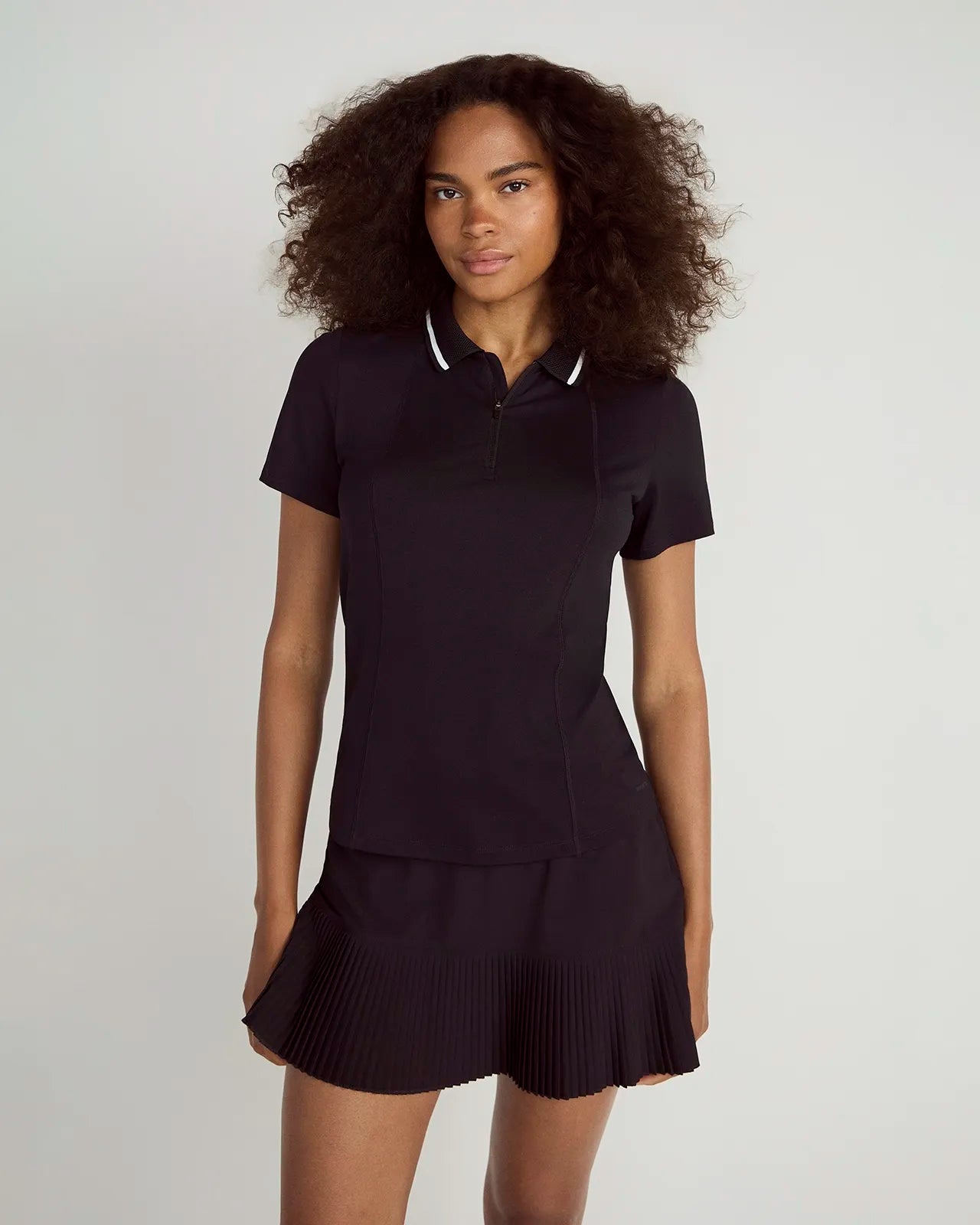 The Stretch Pique GRS Certified Recycled Nylon Polo - Black