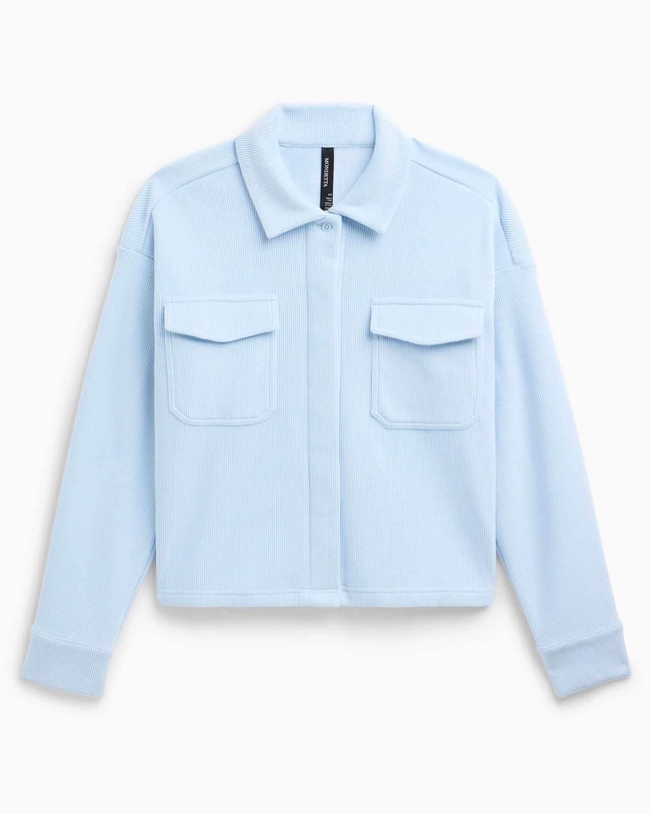 The Warm Stretch GRS Certified Recycled Poly Cropped Corduroy Shirt - Light Blue