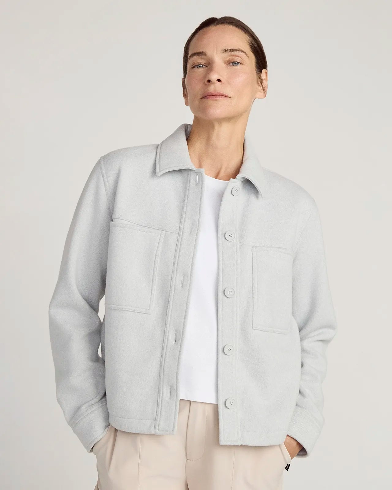 The On-the-Go GRS Certified Recycled Polyester Cropped Jacket - Heathered Grey