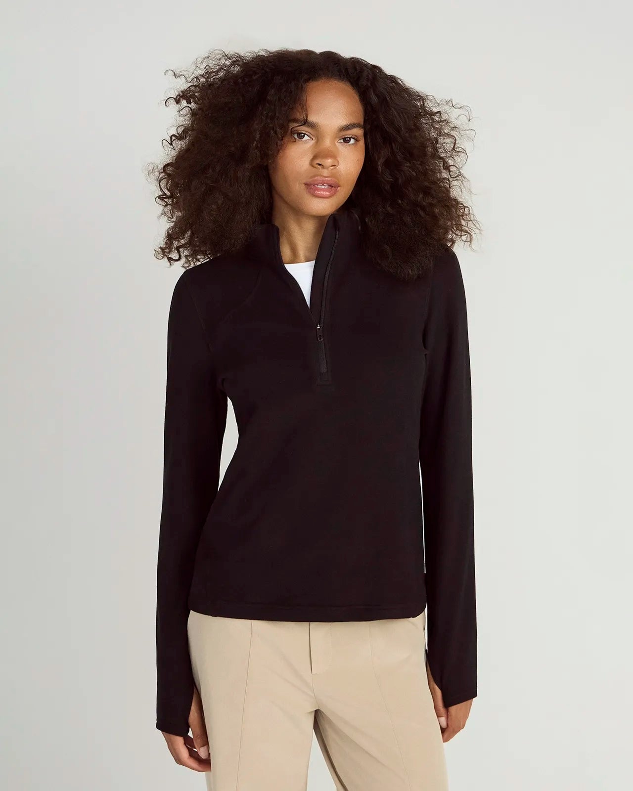 The Warm Stretch GRS Certified Recycled Polyester 1/4 Zip - Black