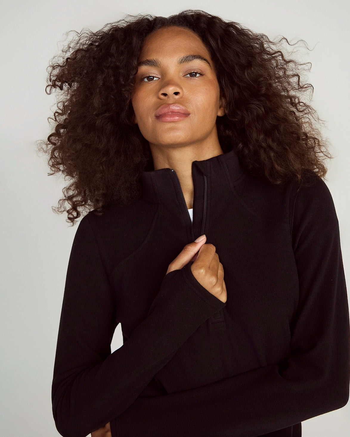 The Warm Stretch GRS Certified Recycled Polyester 1/4 Zip - Black