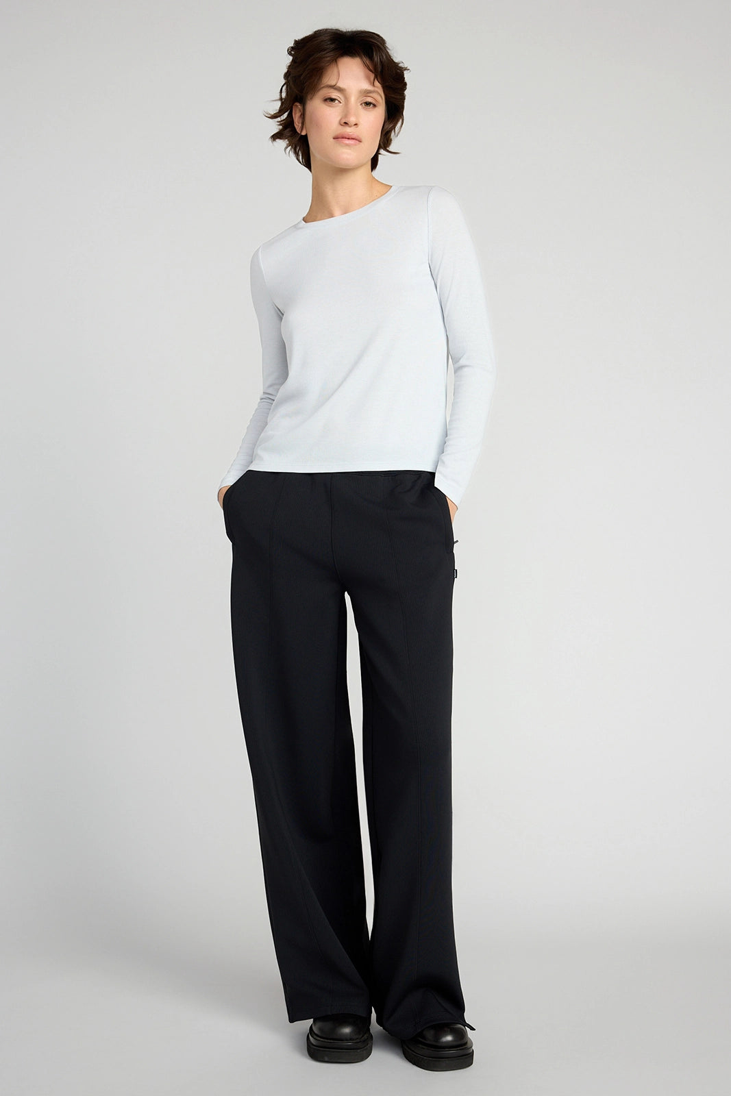 The Soft Ribbed GRS Certified Recycled Poly + Modal Long Sleeve - Light Blue