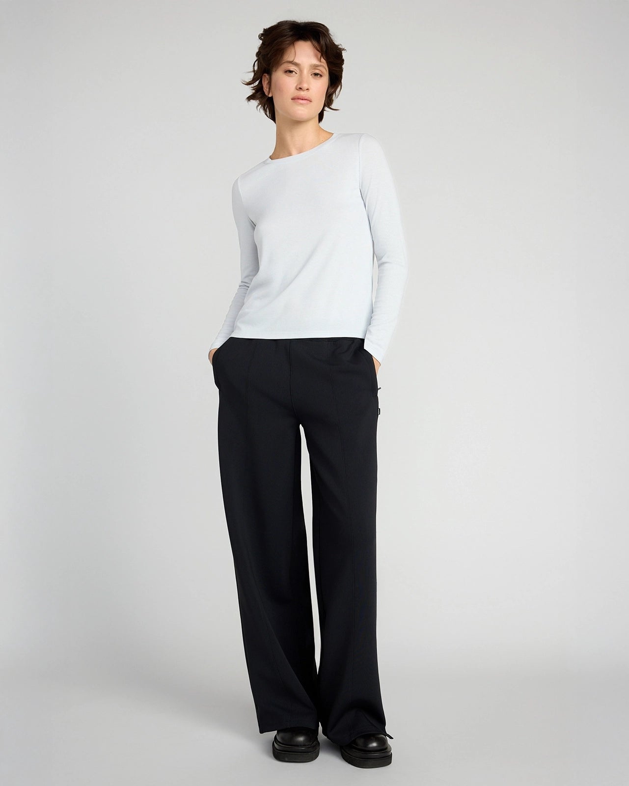 The Soft Ribbed GRS Certified Recycled Poly + TENCEL™ Modal Long Sleeve - Light Blue