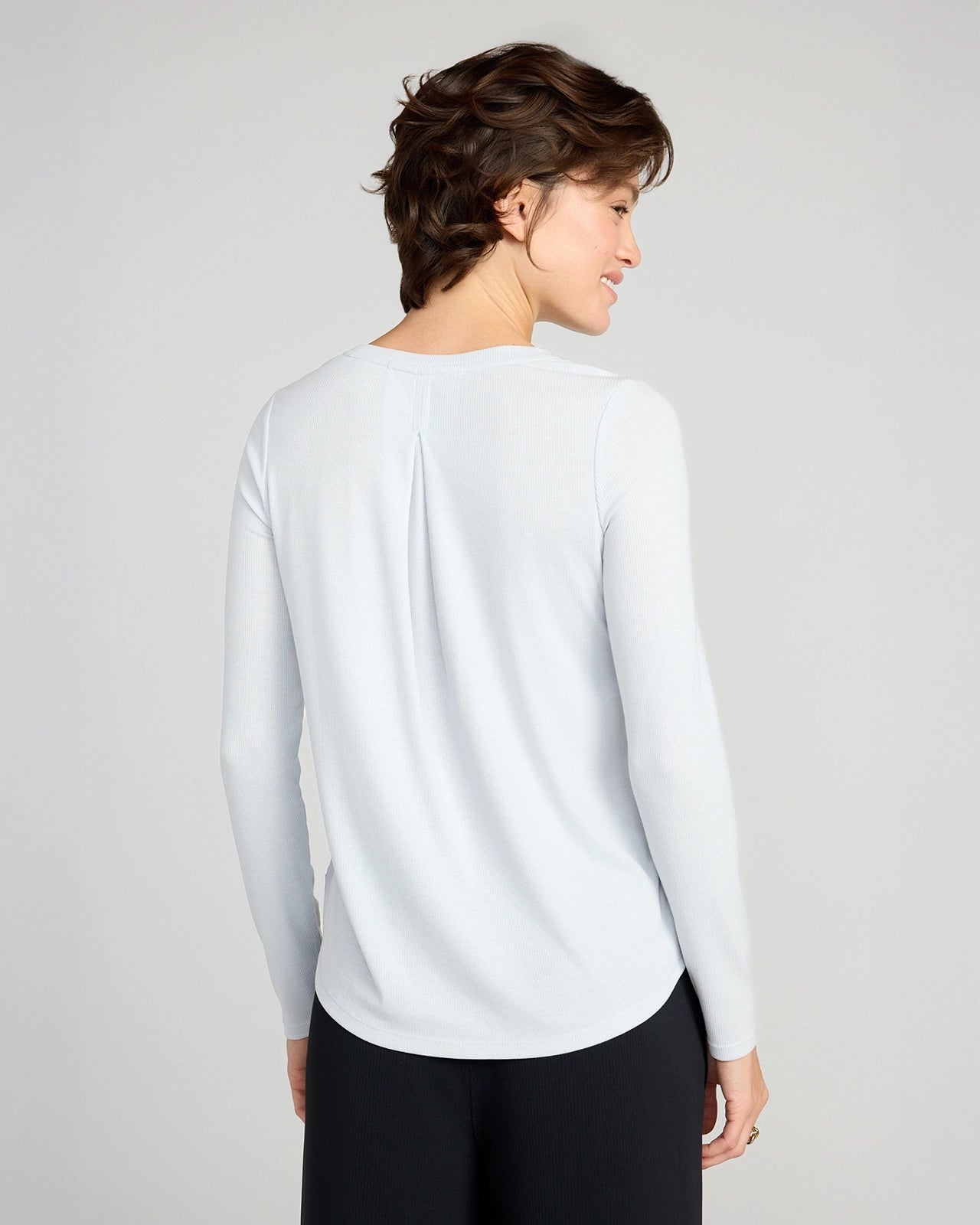 The Soft Ribbed GRS Certified Recycled Poly + TENCEL™ Modal Long Sleeve - Light Blue