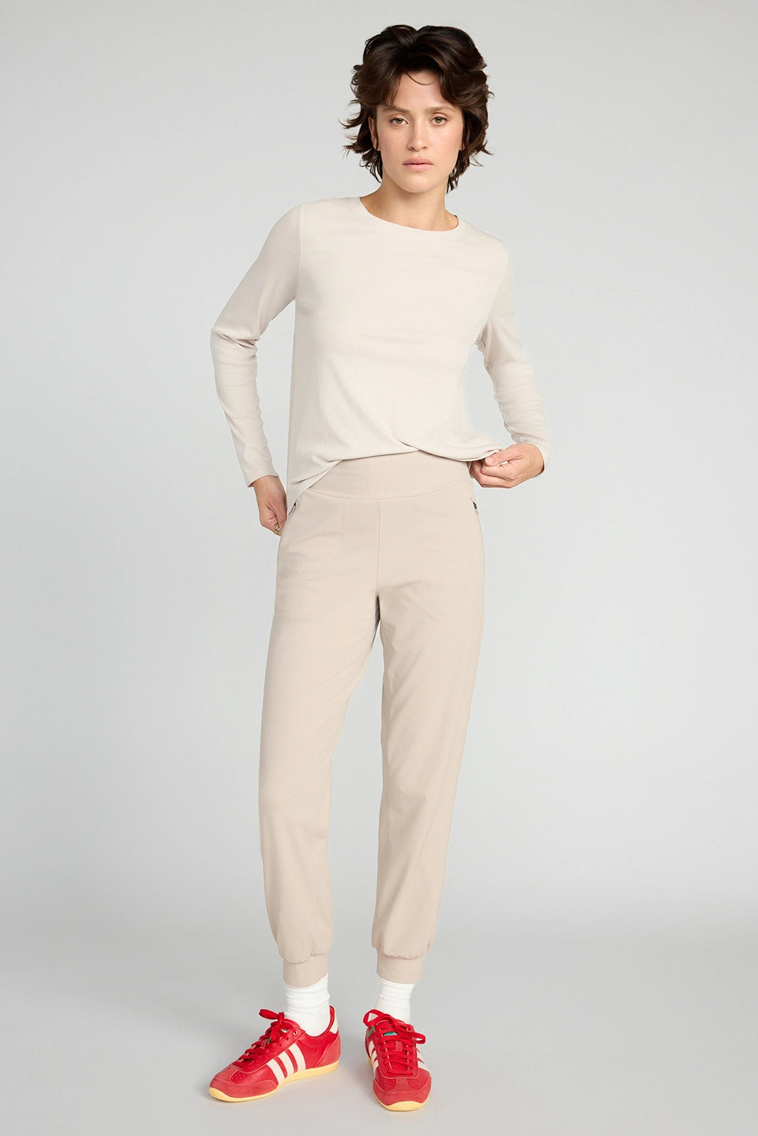 The Soft Ribbed GRS Certified Recycled Poly + Modal Long Sleeve - Tan