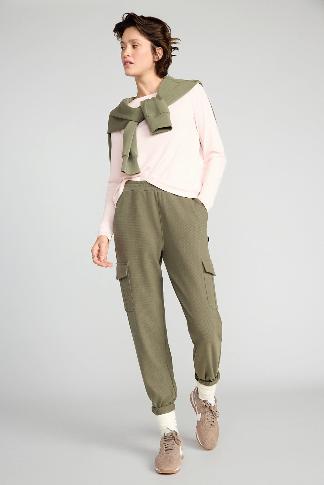 The Soft Ribbed GRS Certified Recycled Poly + Modal Long Sleeve - Light Pink
