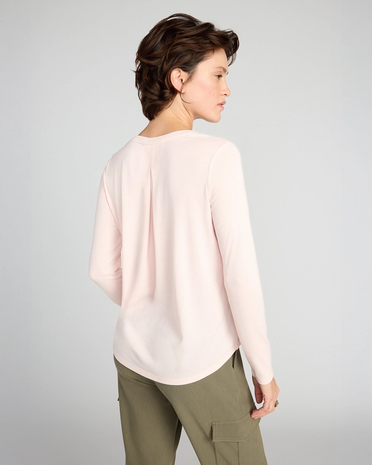 The Soft Ribbed GRS Certified Recycled Poly + TENCEL™ Modal Long Sleeve - Light Pink