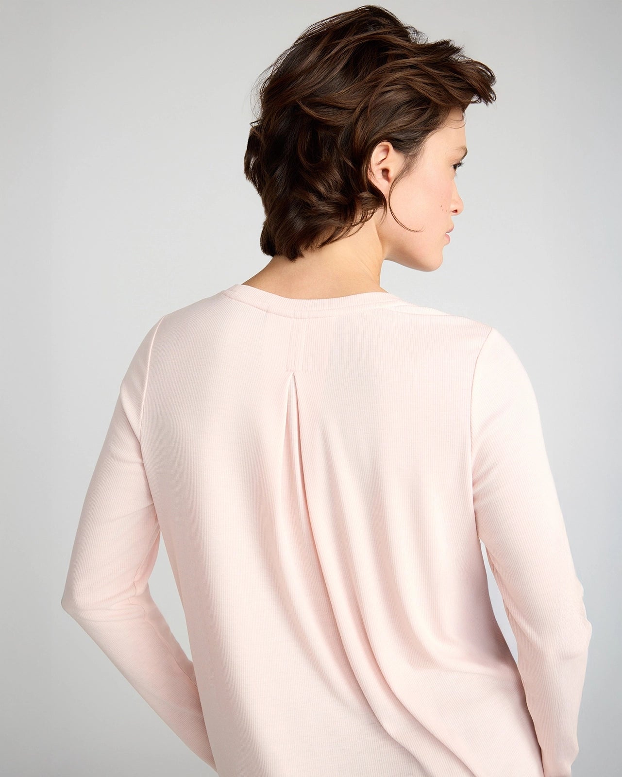 The Soft Ribbed GRS Certified Recycled Poly + TENCEL™ Modal Long Sleeve - Light Pink