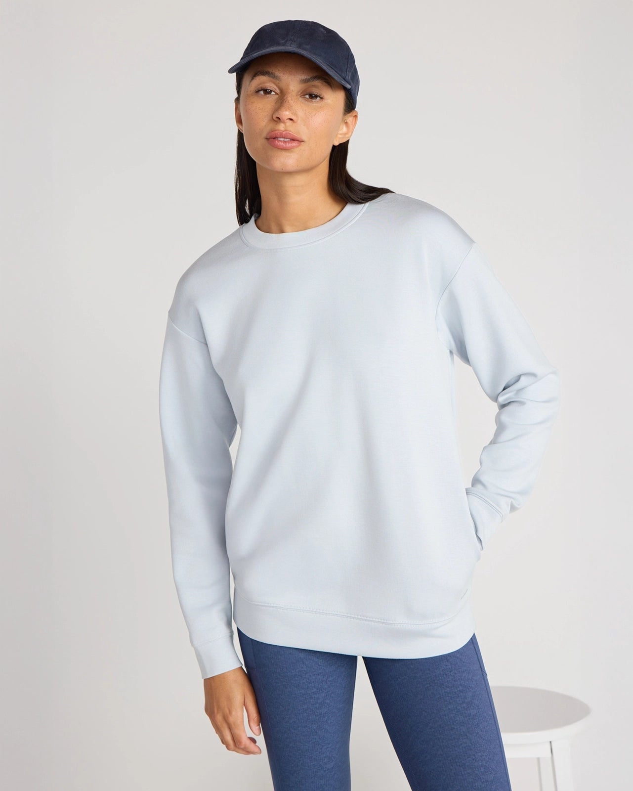 The Warm Stretch GRS Certified Recycled Poly + TENCEL™ Modal Sweatshirt - Light Blue