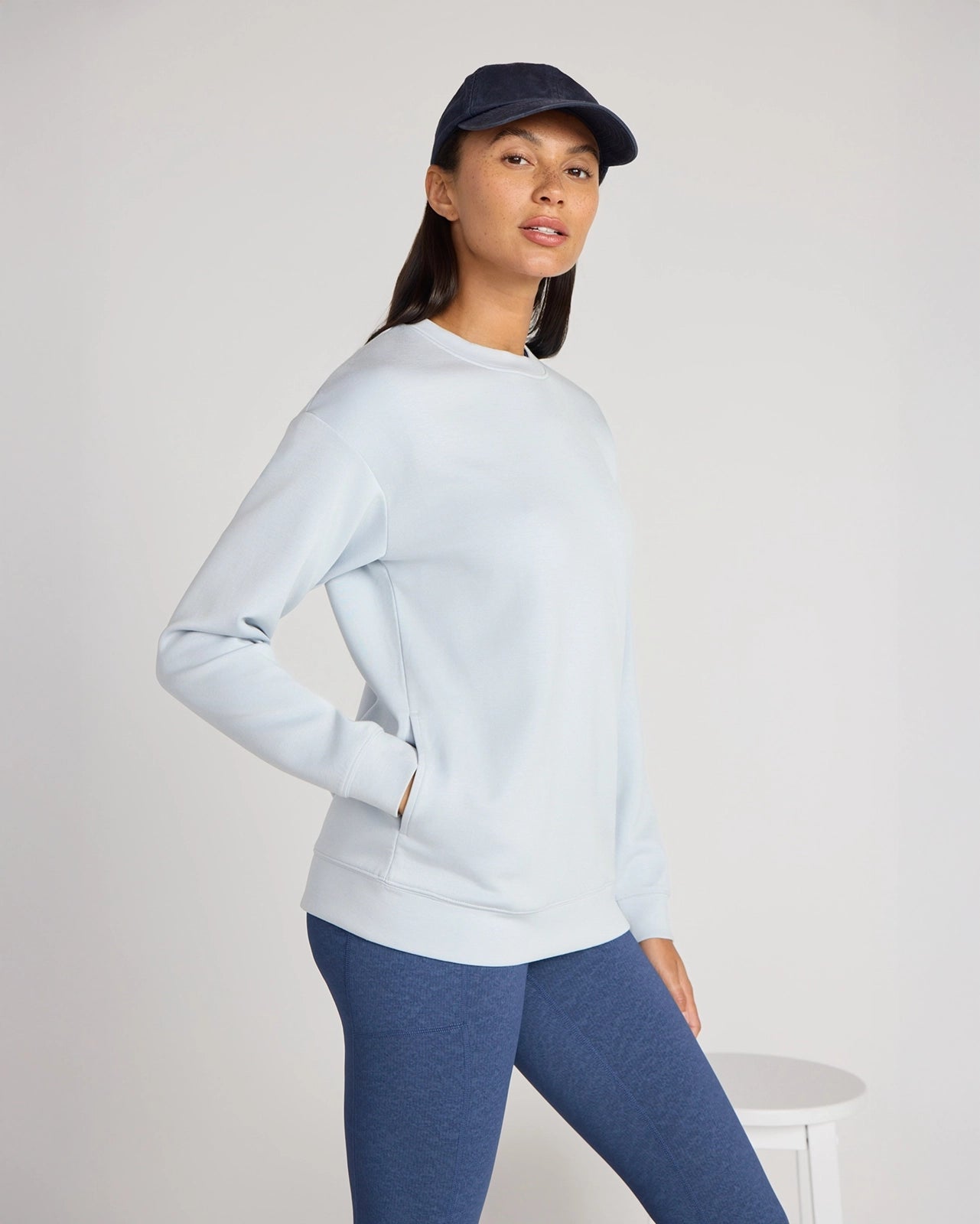 The Warm Stretch GRS Certified Recycled Poly + TENCEL™ Modal Sweatshirt - Light Blue