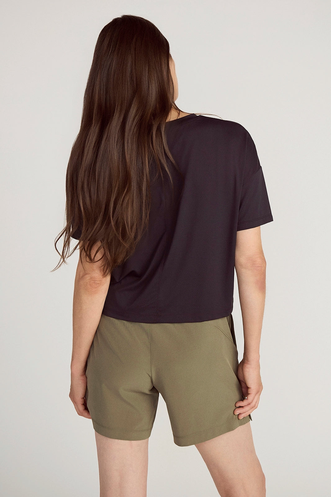 The Breathable GRS Certified Recycled Nylon Mesh Cropped Tee - Black