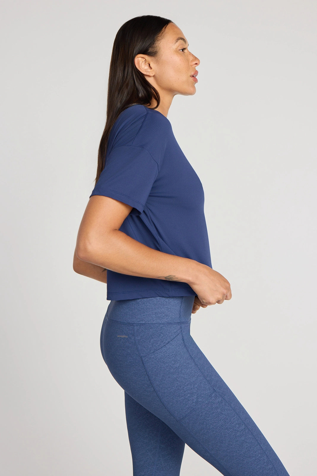 The Breathable GRS Certified Recycled Nylon Mesh Cropped Tee - Naval Academy