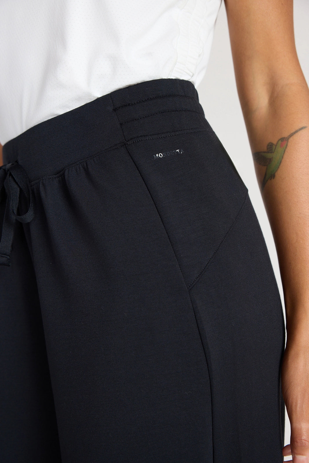 The Light Stretch GRS Certified Recycled Poly + Modal Wide Leg Pant - Black