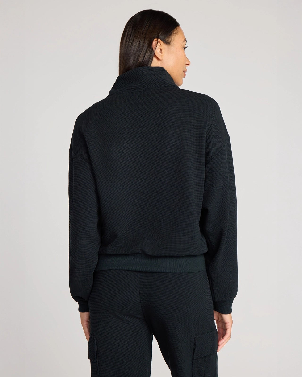 The Soft Luxe TENCEL™ Lyocell Waffle 1/4 Zip - Black