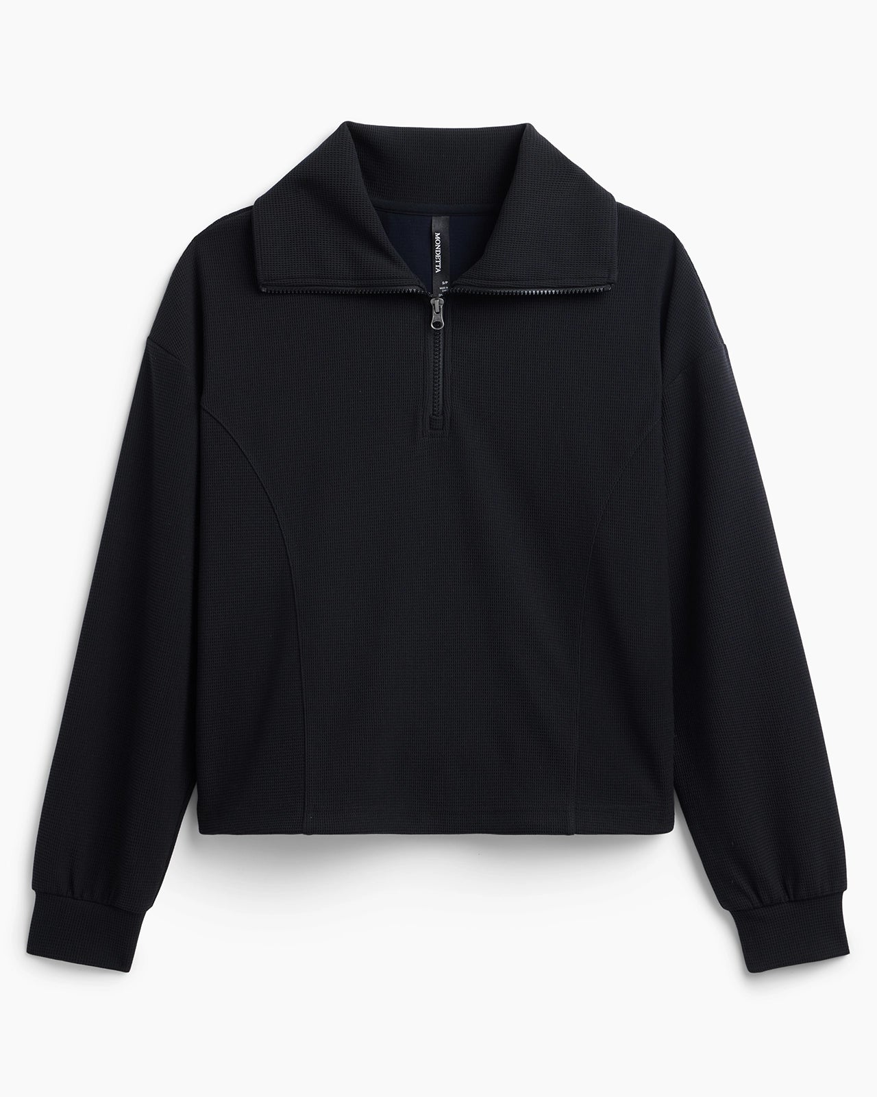 The Soft Luxe Modal + GRS Certified Recycled Polyester Waffle 1/4 Zip - Black