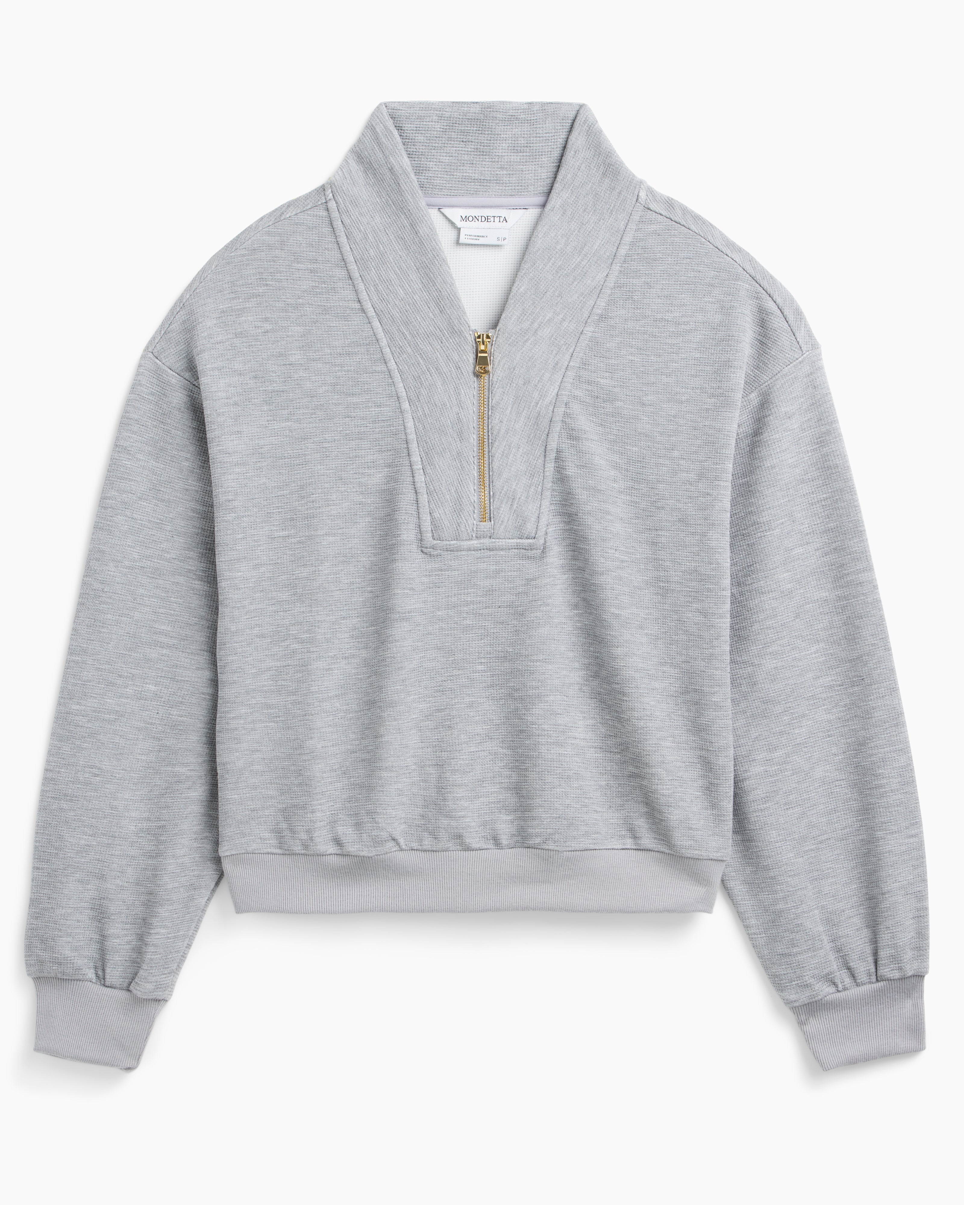 The Soft Luxe Waffle 1/4 Zip - Heather Grey