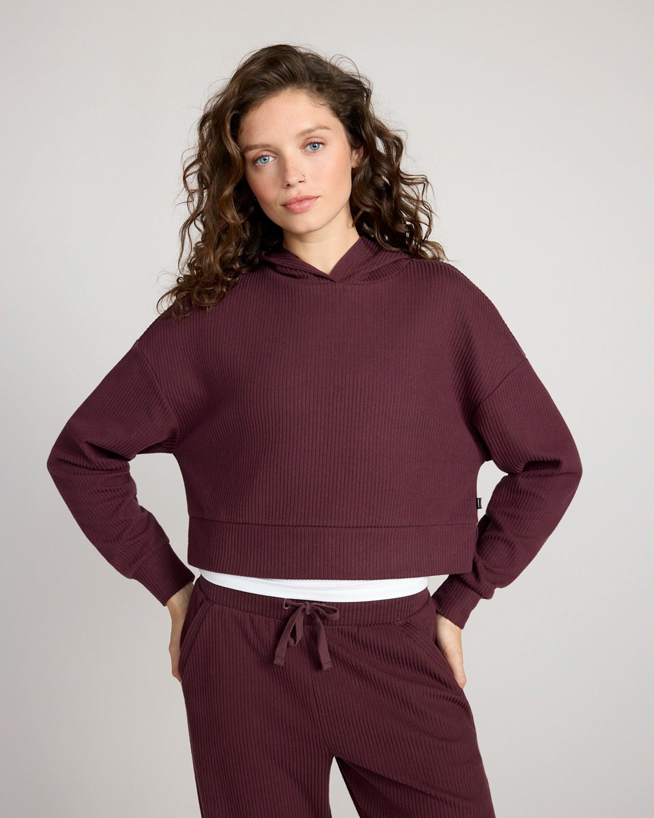 The Soft Luxe Ribbed GRS Certified Recycled Poly Cropped Hoodie