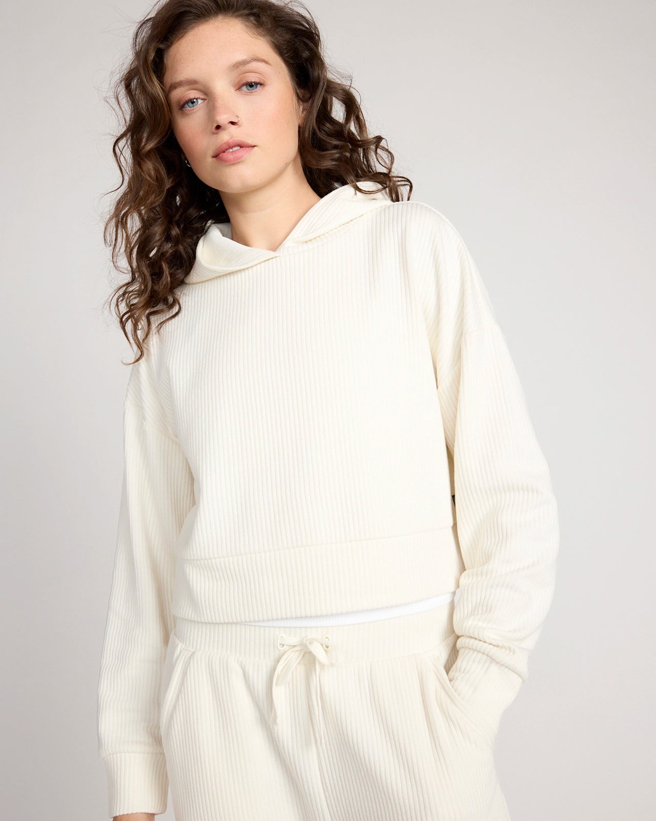 The Soft Luxe Ribbed GRS Certified Recycled Poly Cropped Hoodie