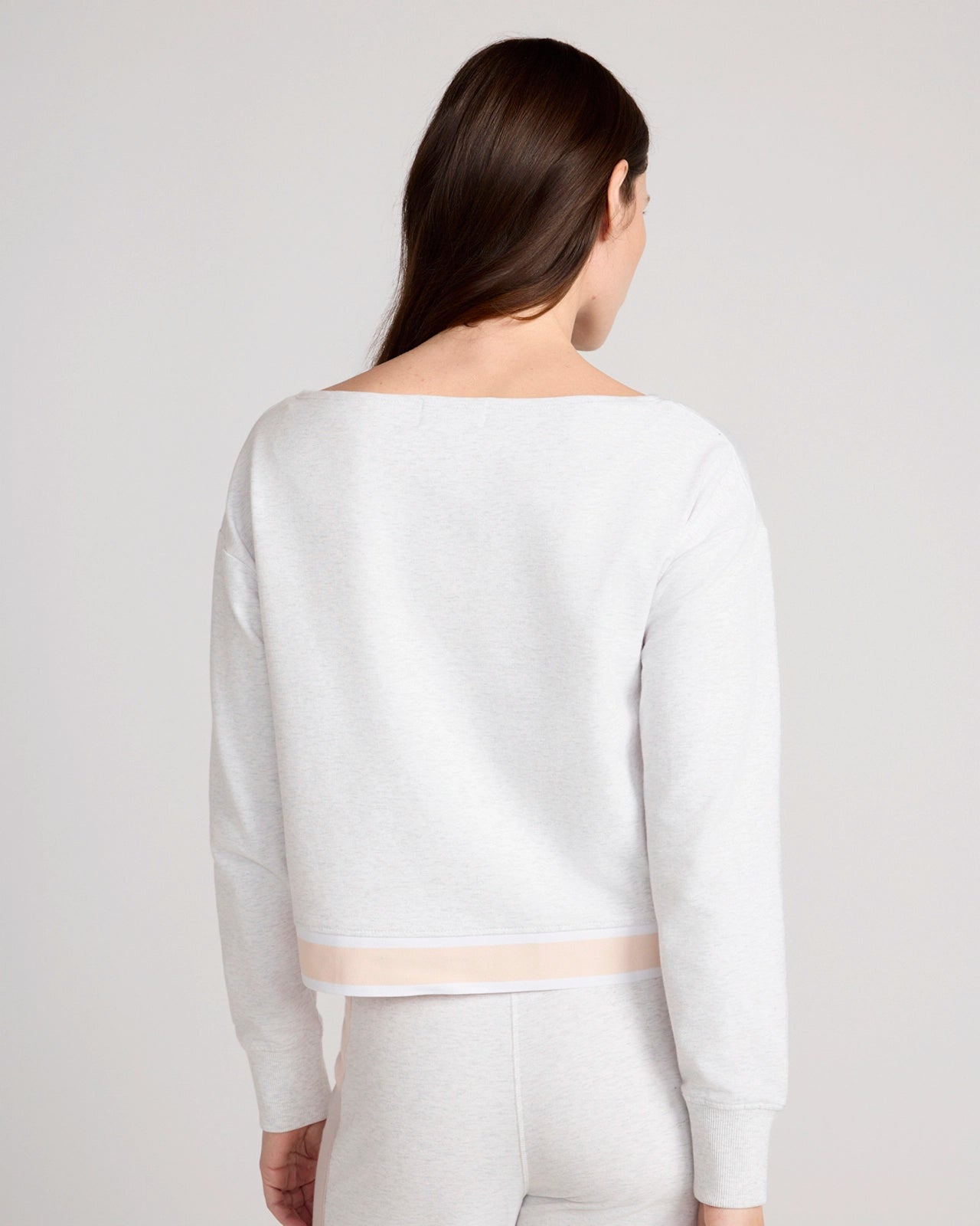 The Soft Luxe GRS Certified Recycled Poly French Terry Boat Neck Sweatshirt - Heather Gray