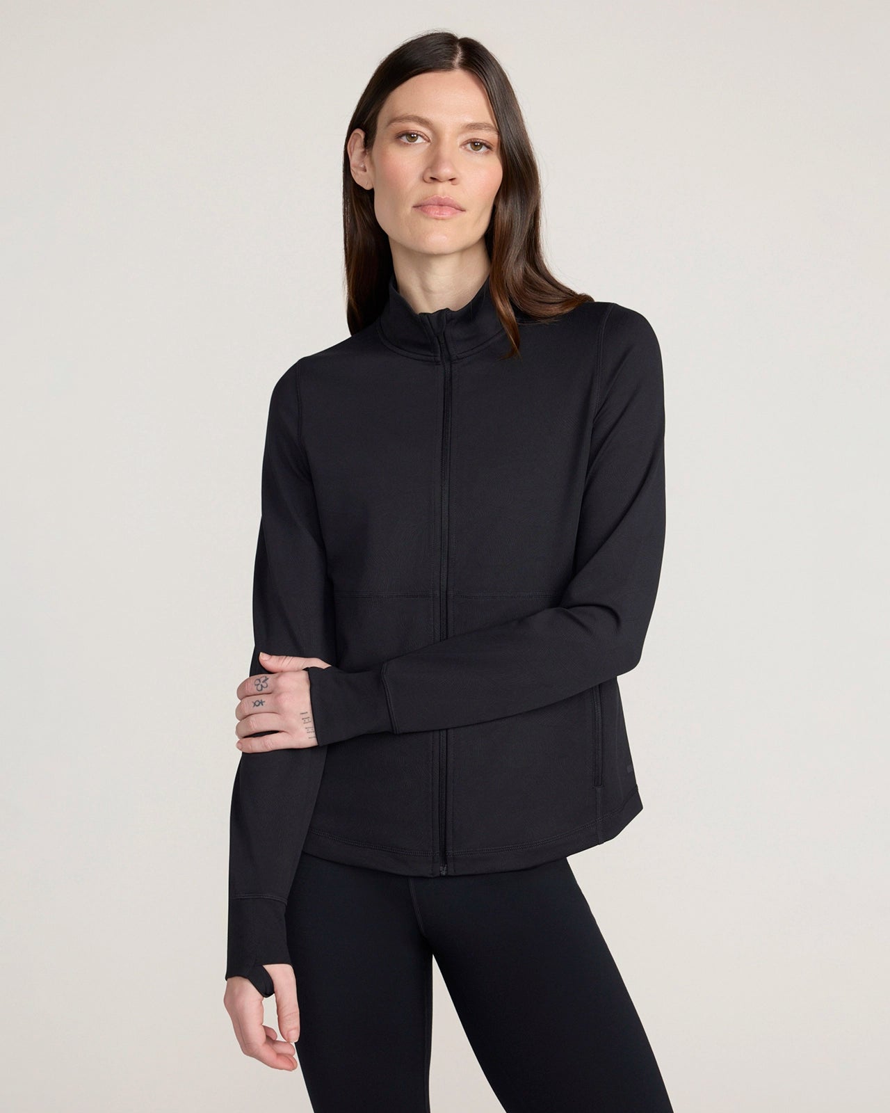 The Active Shadow Waves Jacquard Full Zip Jacket - Black