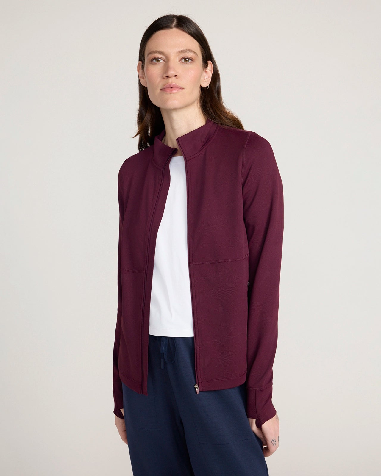 The Active Shadow Waves Jacquard Full Zip Jacket - Fig Purple