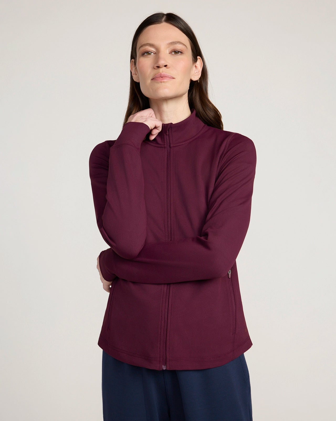 The Active Shadow Waves Jacquard Full Zip Jacket - Fig Purple