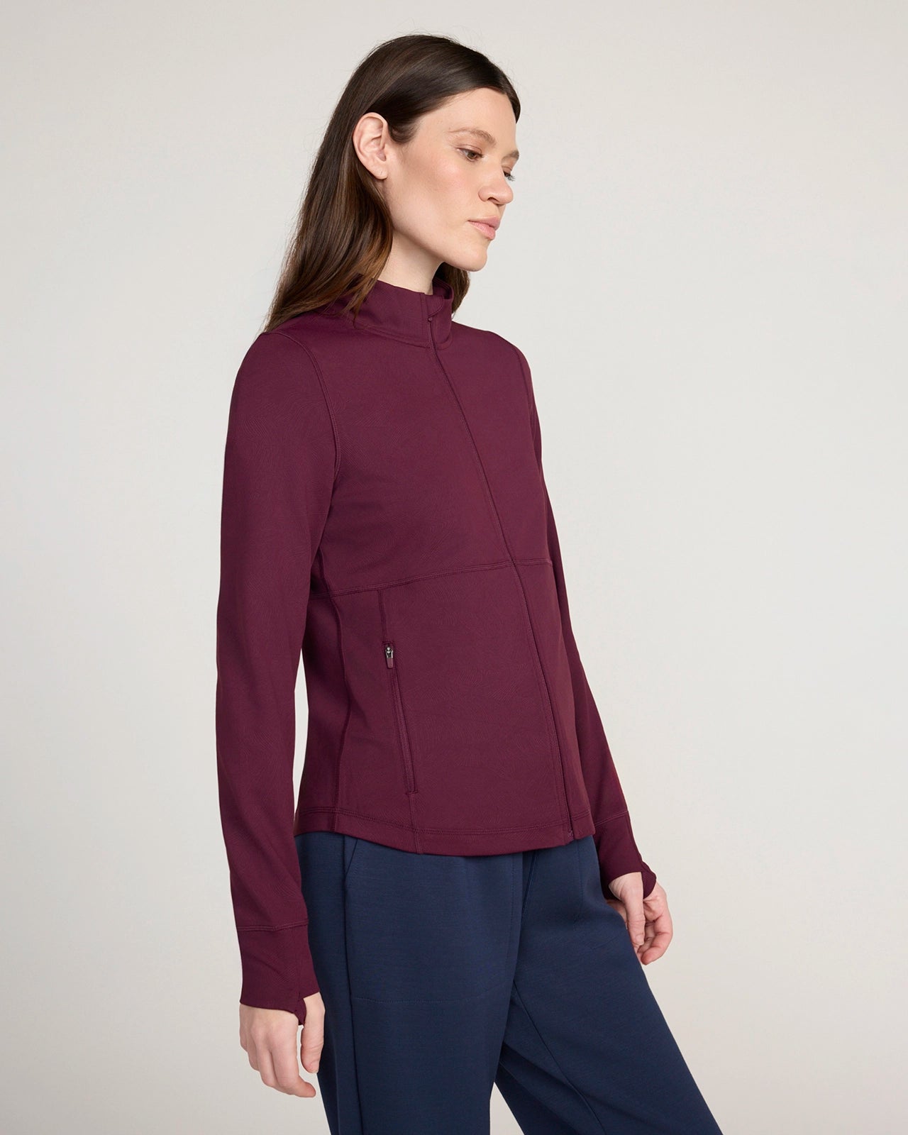 The Active Shadow Waves Jacquard Full Zip Jacket - Fig Purple