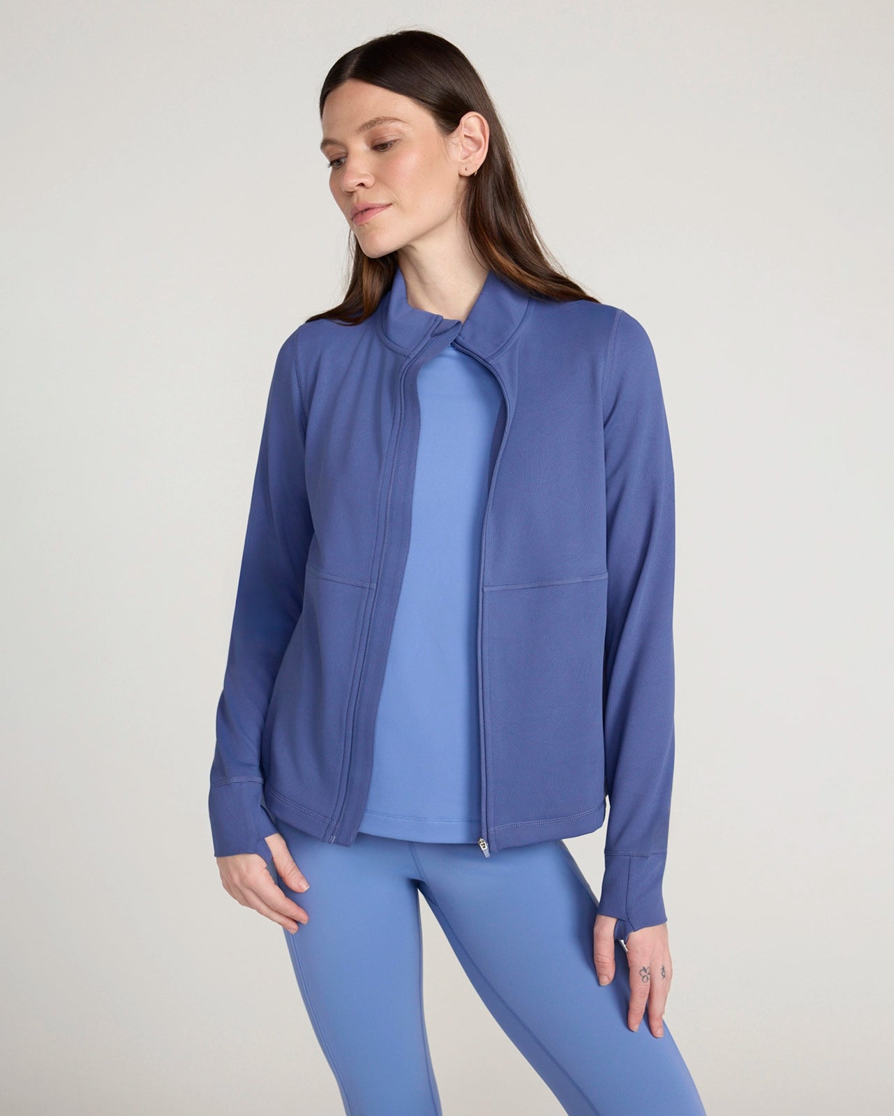 The Active Shadow Waves Jacquard Full Zip Jacket - Dazzling Blue