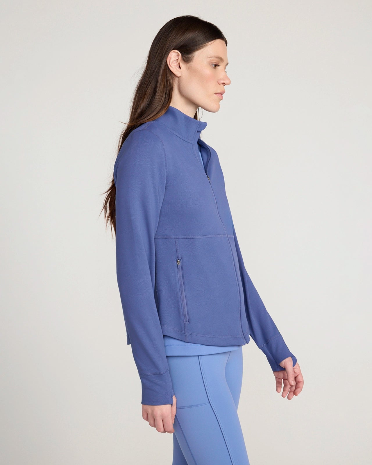 The Active Shadow Waves Jacquard Full Zip Jacket - Dazzling Blue