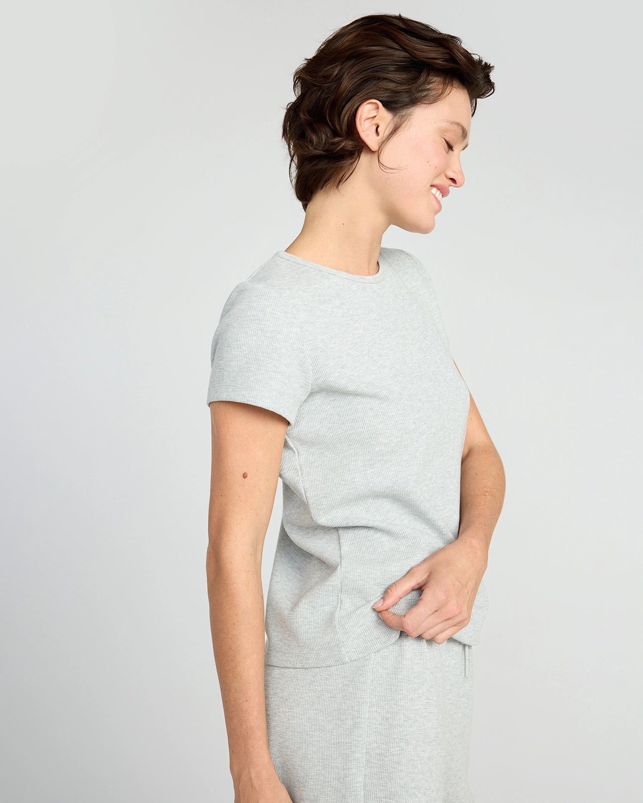 The Organic Cotton Club + GRS Certified Recycled Poly Waffle Tee - Grey