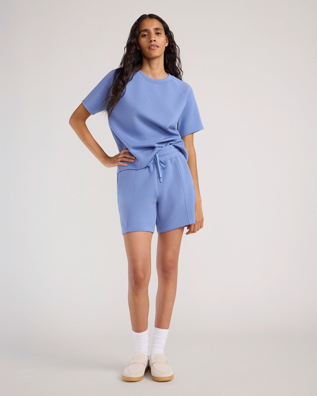 The Soft Tech Fleece Short Sleeve Top - Colony Blue