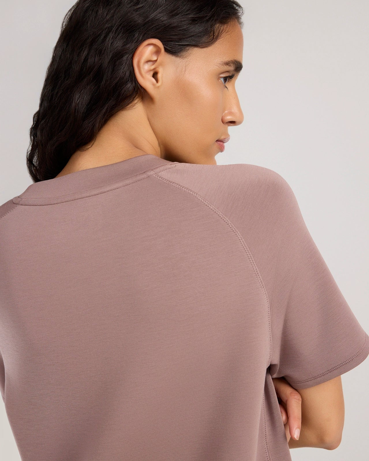 The Soft Tech Fleece Short Sleeve Top - Deep Taupe