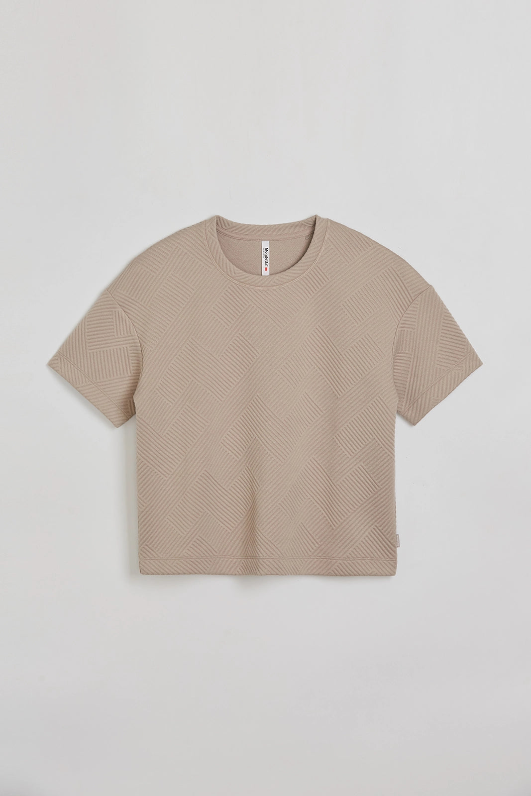 The Soft Stretch Geo Jacquard Crew Neck Top - Atmosphere Beige