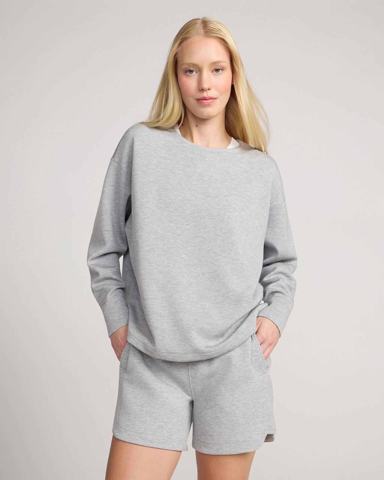 The Soft Luxe Tech Fleece Top - Ash Grey