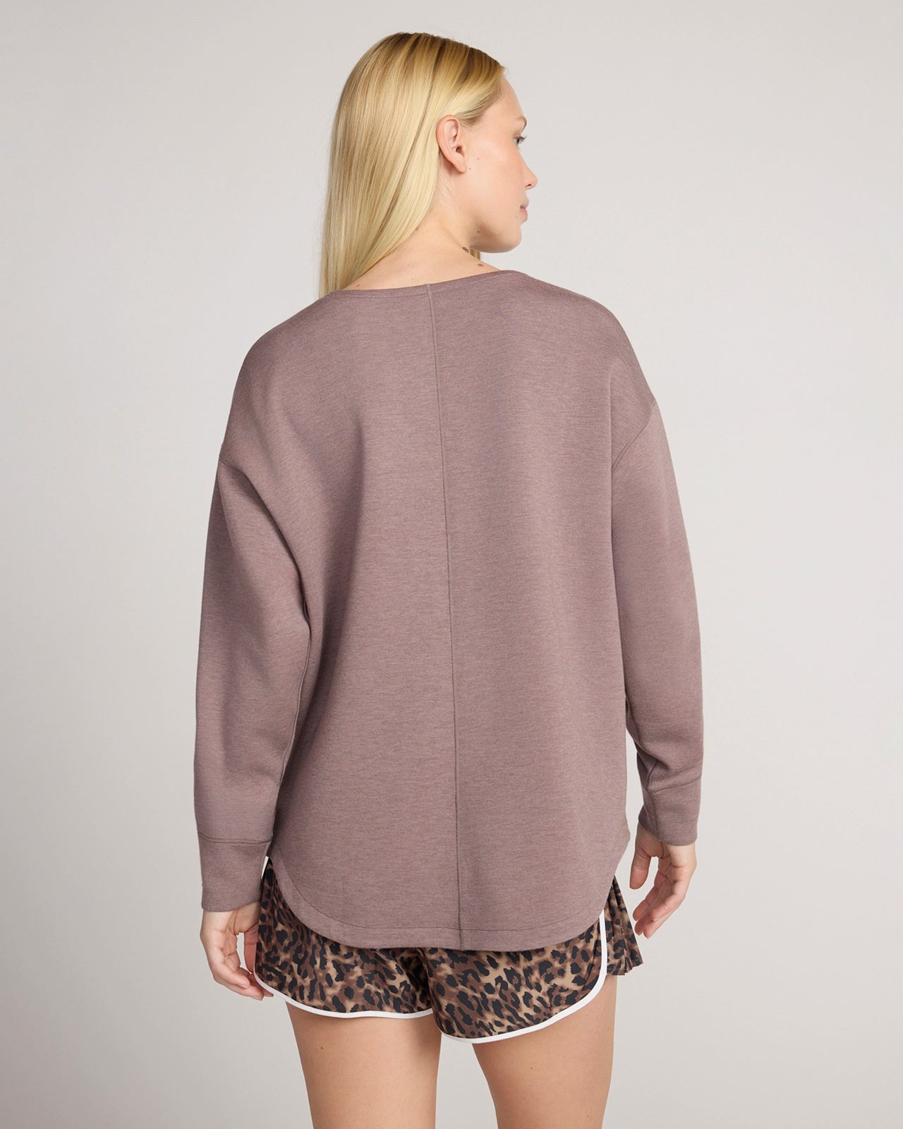The Soft Luxe Tech Fleece Top - Deep Taupe Melange