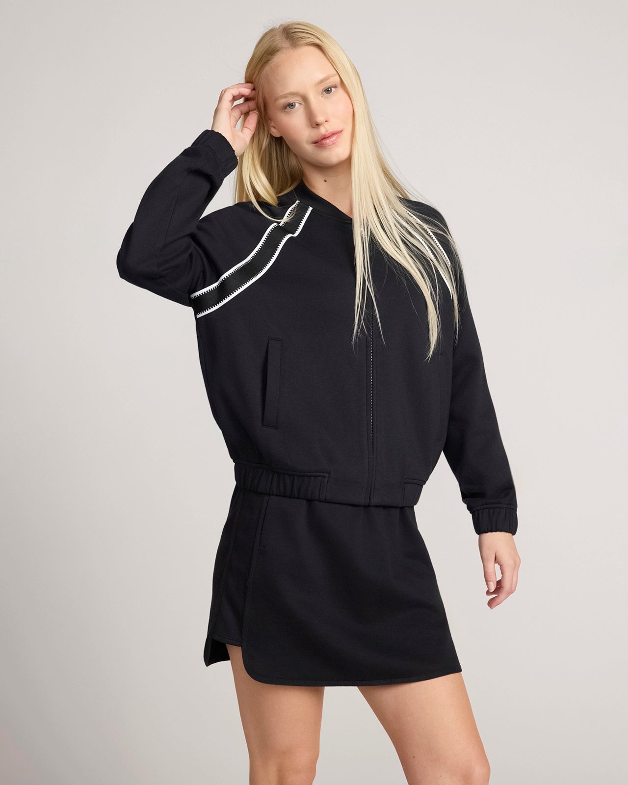 The Soft Luxe Organic Cotton Bomber Jacket - Black