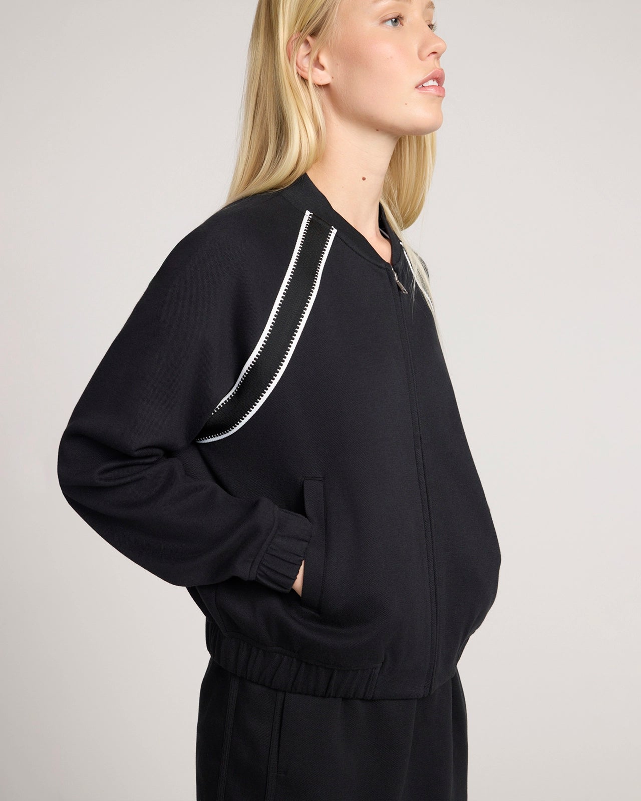 The Soft Luxe Organic Cotton Bomber Jacket - Black