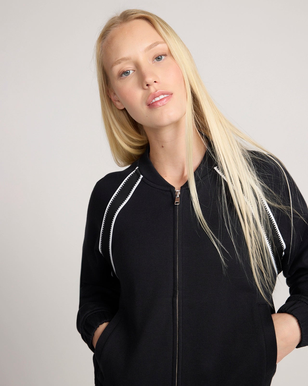 The Soft Luxe Organic Cotton Bomber Jacket - Black