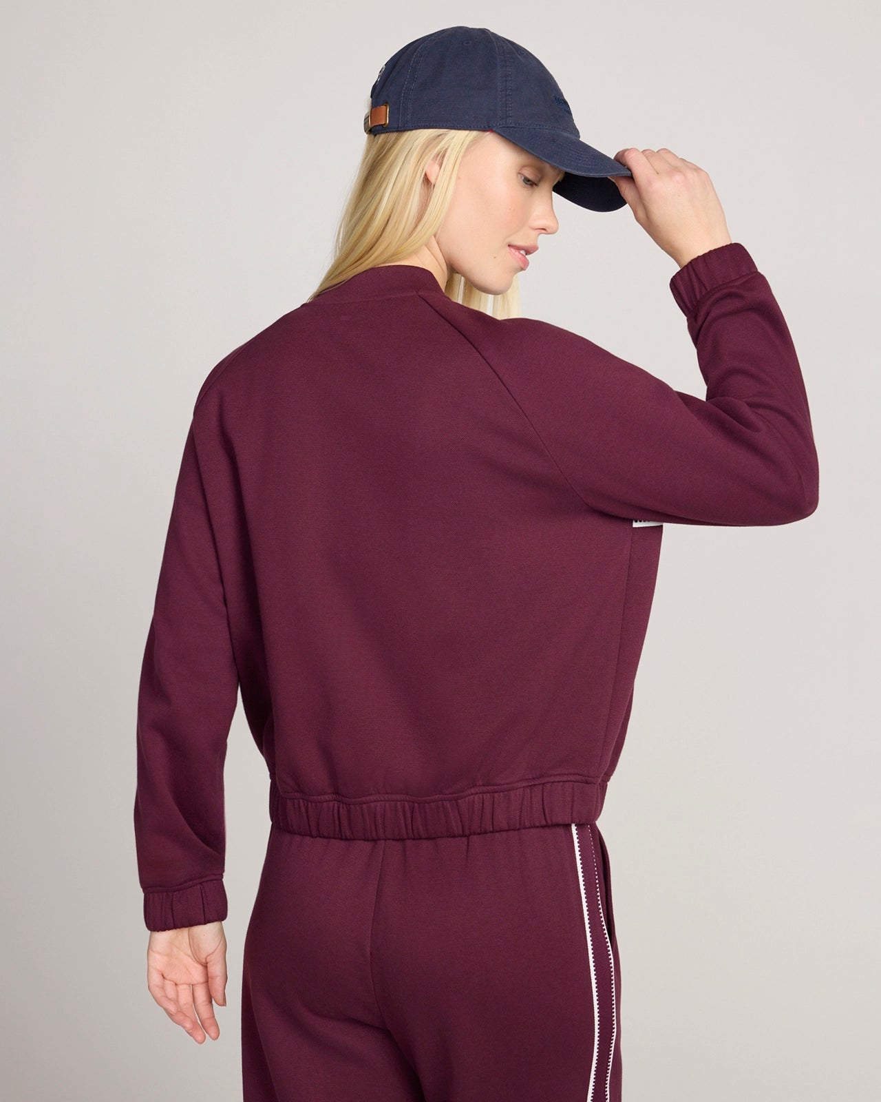 The Soft Luxe Organic Cotton Bomber Jacket - Dark Red