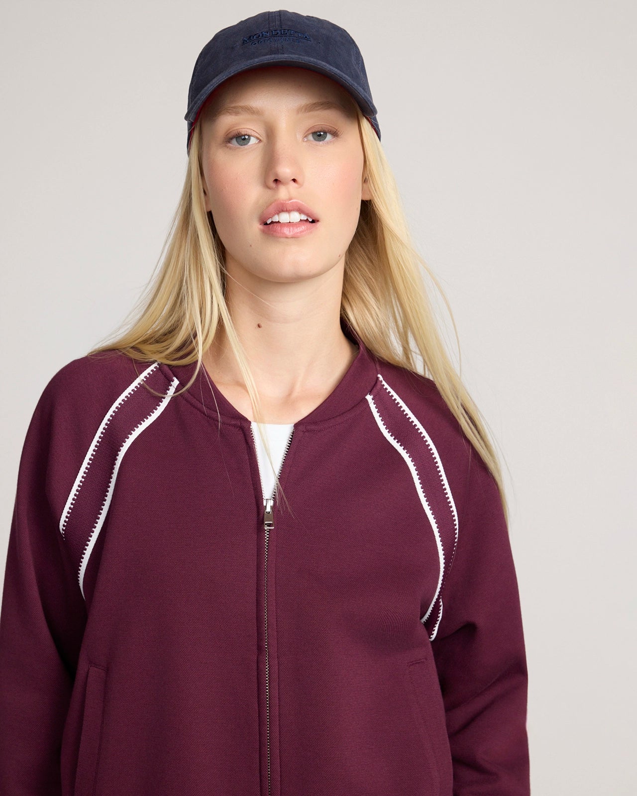 The Soft Luxe Organic Cotton Bomber Jacket - Dark Red