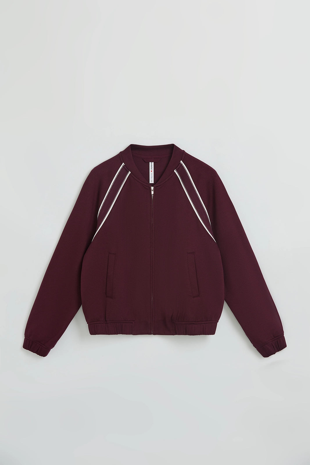 The Soft Luxe Organic Cotton Bomber Jacket - Dark Red