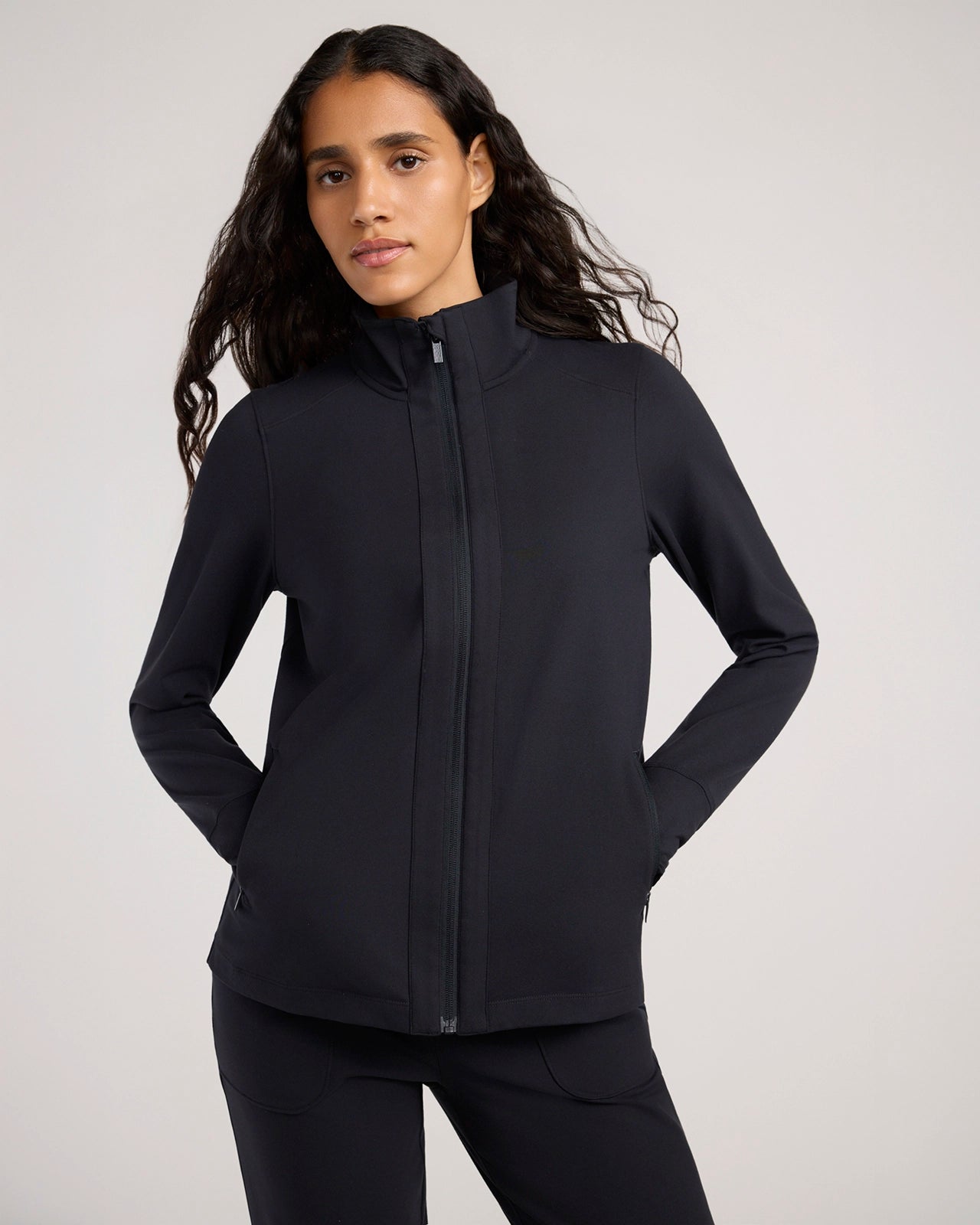The Soft Luxe Peached Relaxed Yoga Jacket - Black