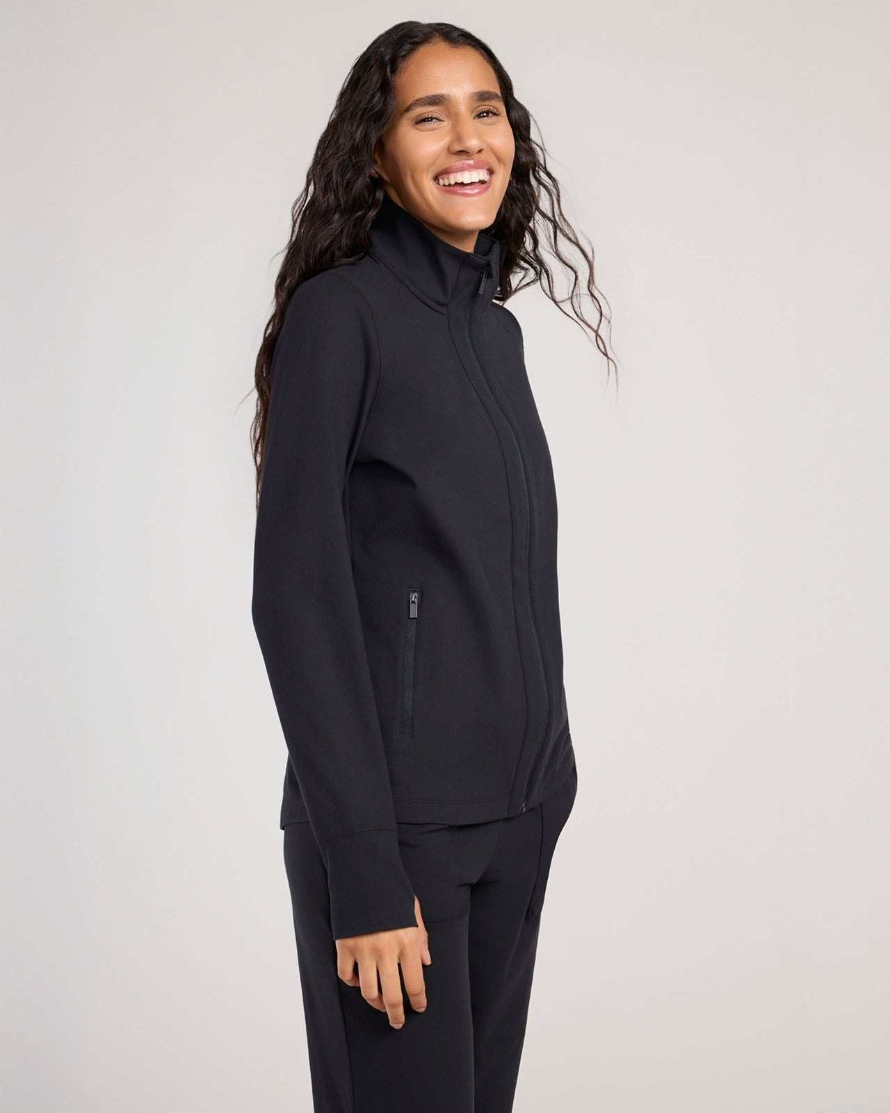 The Soft Luxe Peached Relaxed Yoga Jacket - Black