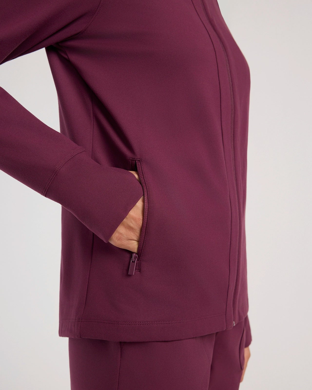 The Soft Luxe Peached Relaxed Yoga Jacket - Fig Purple