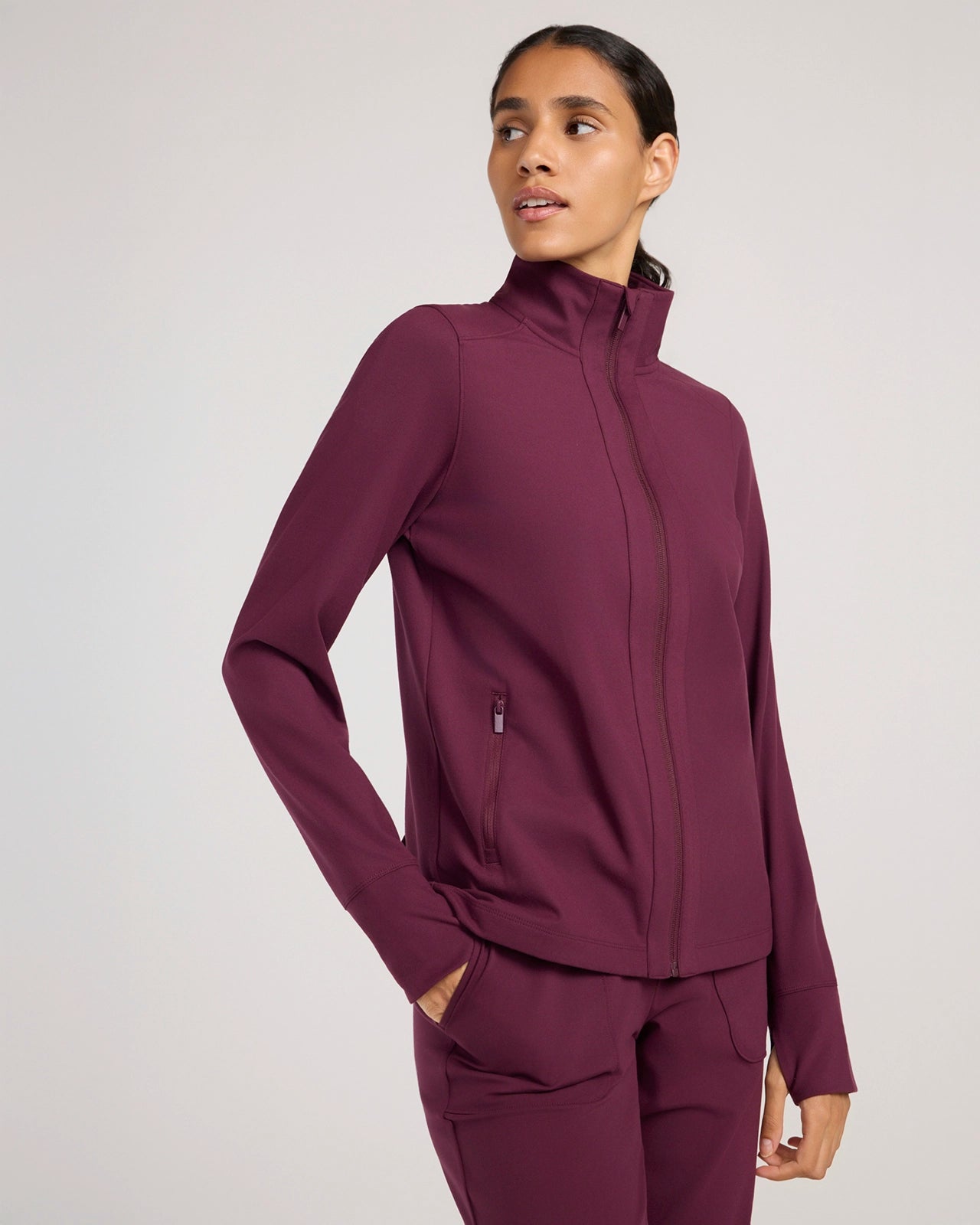 The Soft Luxe Peached Relaxed Yoga Jacket - Fig Purple