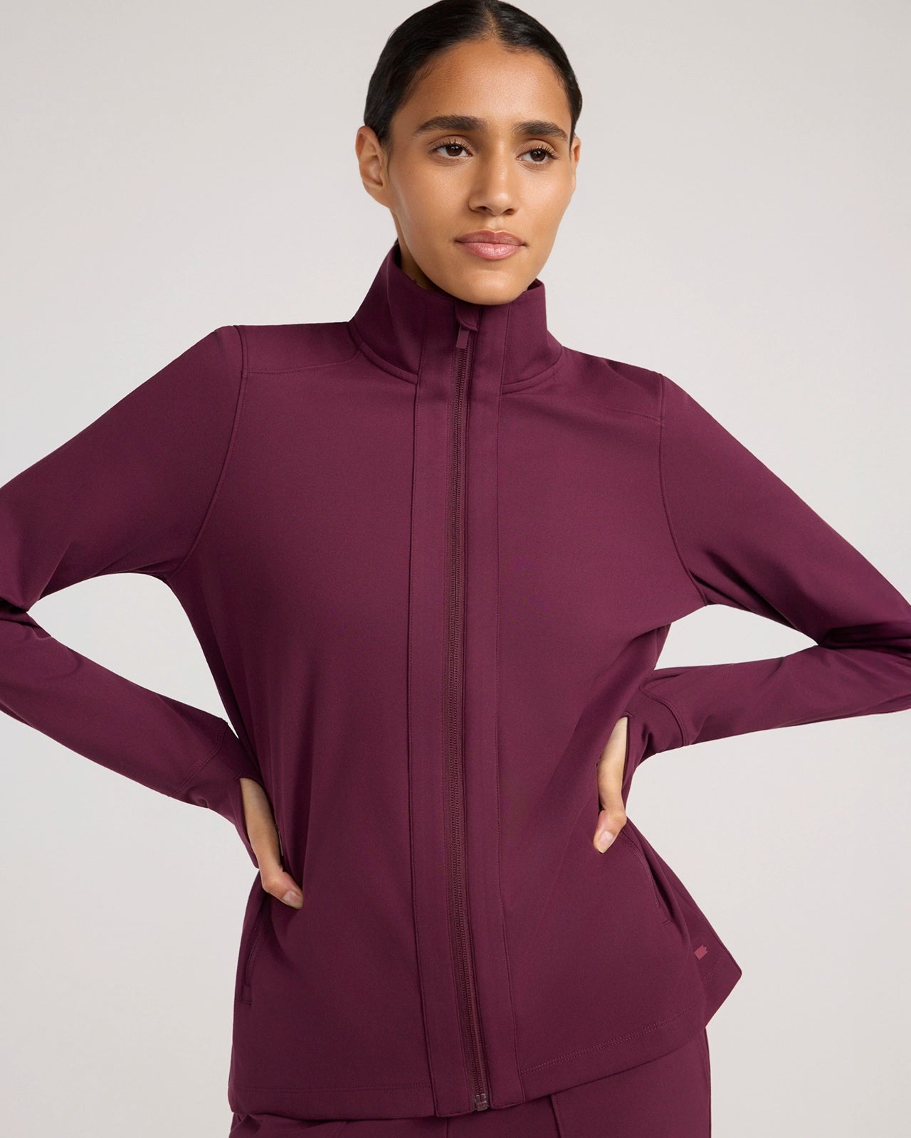 The Soft Luxe Peached Relaxed Yoga Jacket - Fig Purple