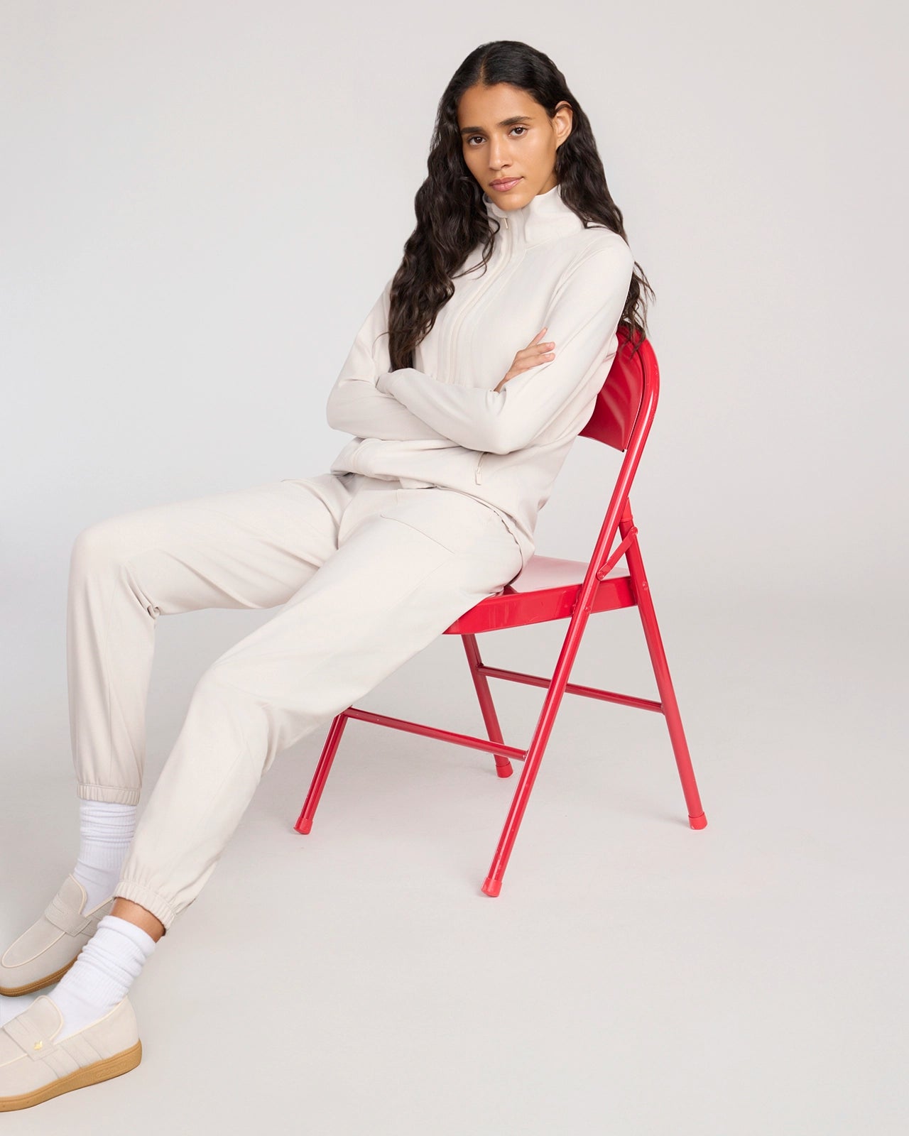 The Soft Luxe Peached Relaxed Yoga Jacket - Pumice Stone Beige