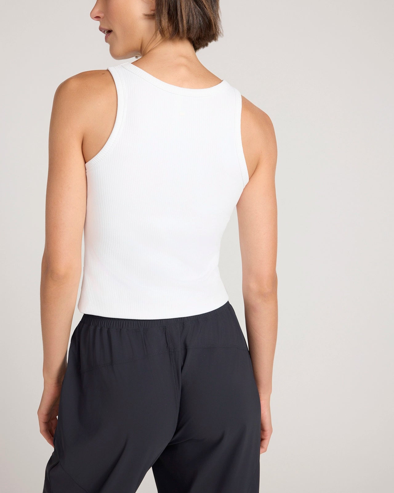 The Active Ribbed Shelf Bra Tank - White