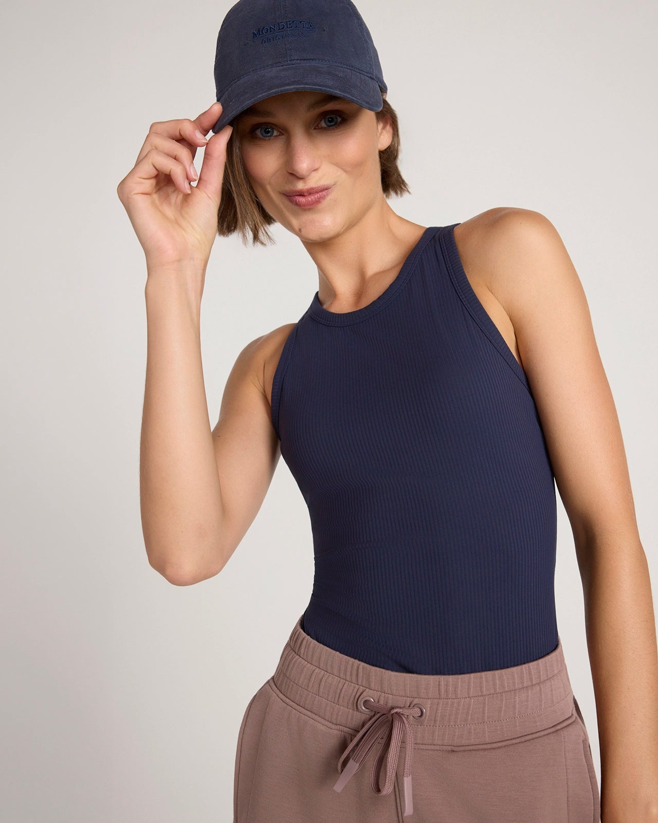 The Active Ribbed Shelf Bra Tank - Baritone Blue
