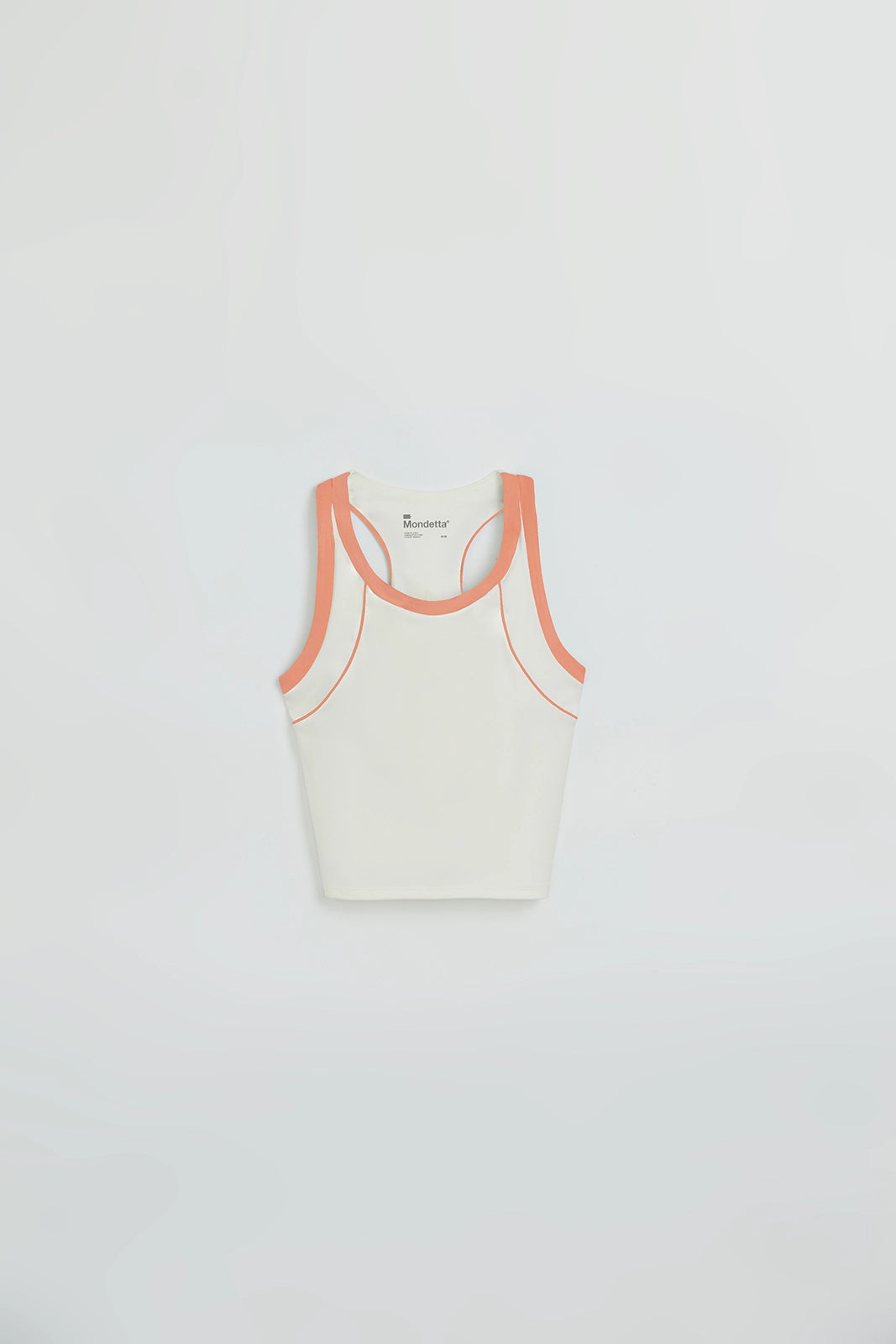 The Active Colour Blocked Cropped Shelf Bra Tank - Coconut Milk/Terra Cotta